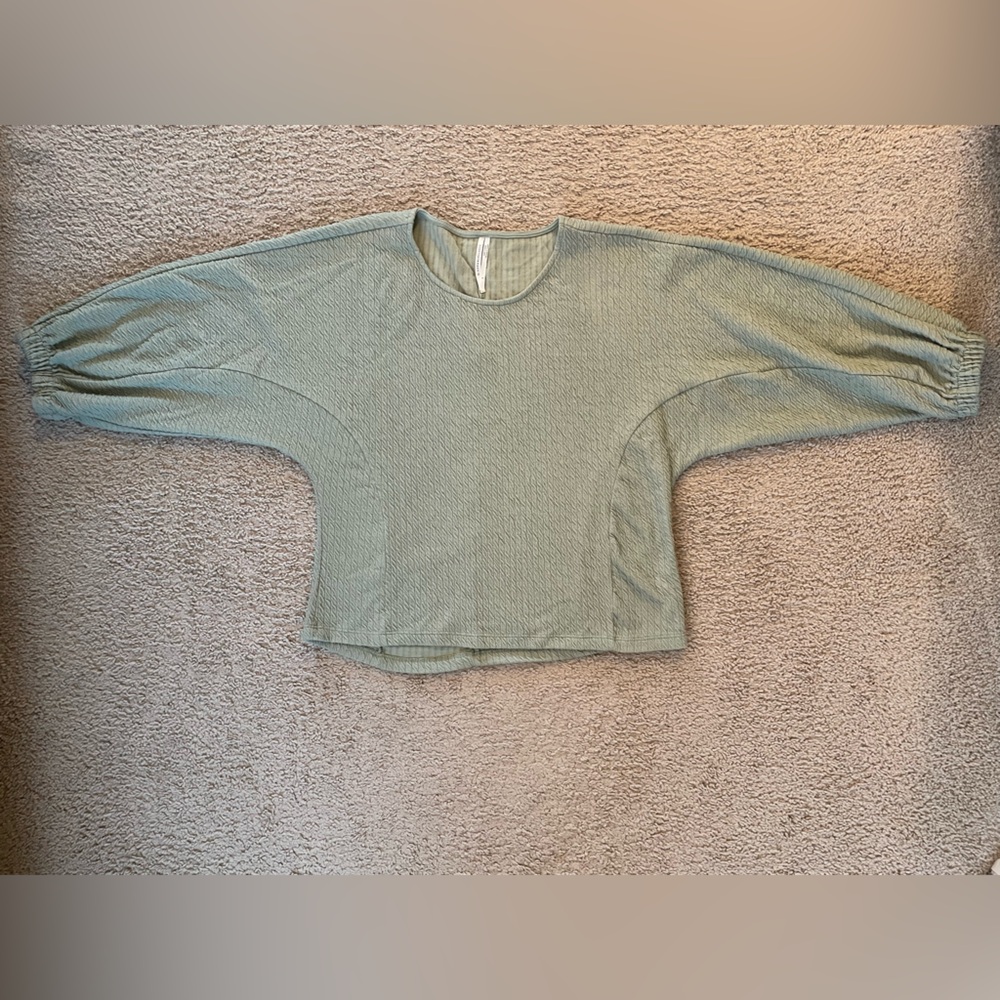 Anthropologie balloon sleeve cable knit texture top